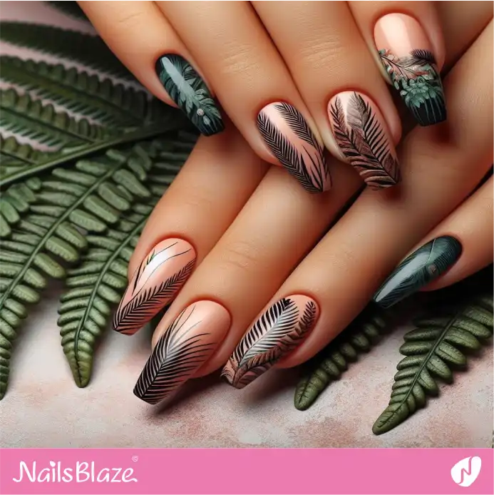 Tropical Fern Nails | Nature-inspired Nails - NB1555
